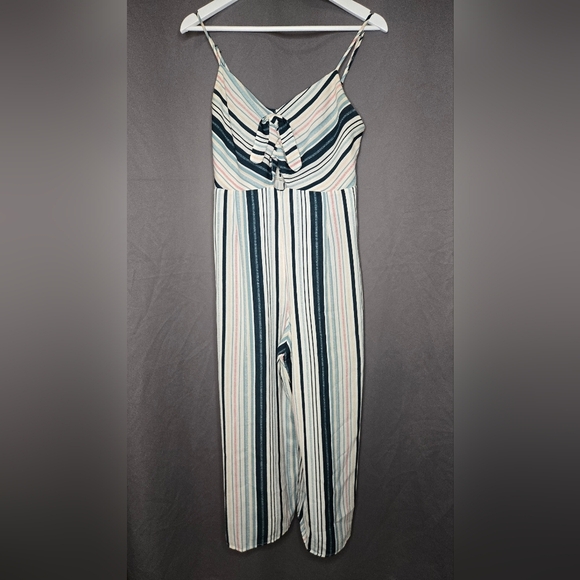 Xhilaration Summer Tank Blue and White Striped Women’s Jumpsuit - Picture 1 of 11
